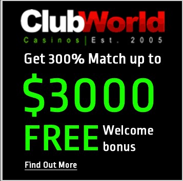 www.ClubWorldCasinos.com - בונוס ענק של 3,000 $ בחינם!